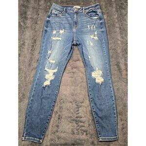 Encore Jeans Womens 1XL Distressed Skinny Denim Medium Wash High Rise V2178